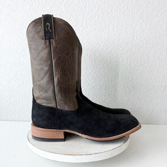 Rod Patrick Mens Cowboy Boots 12.5 D Black Pig Suede Western Square Toe RPM153 - Picture 3 of 13